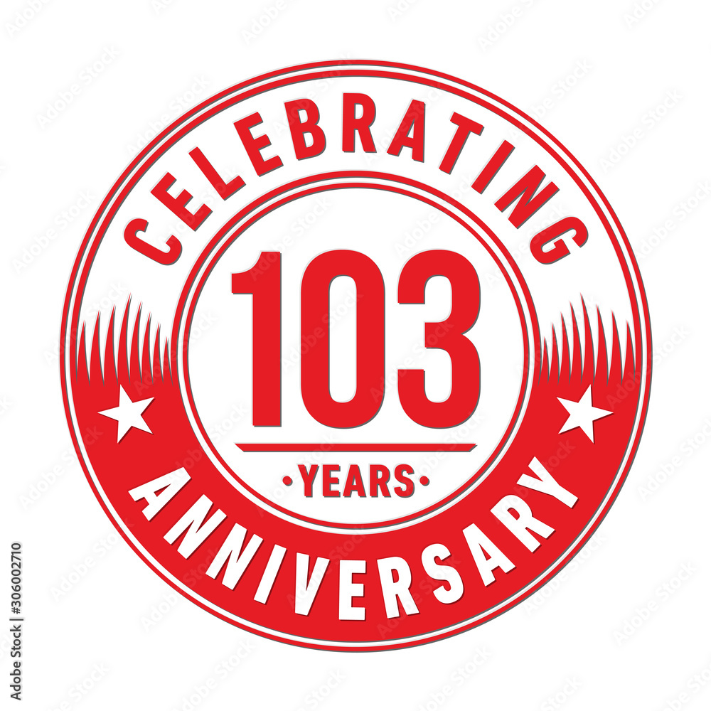 103 years anniversary celebration logo template. One hundred and three years vector and illustration.