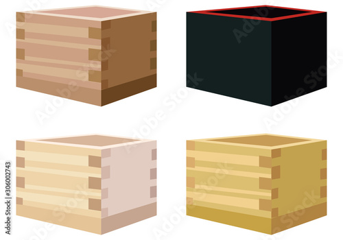  	イラスト素材　升　マス　ベクター　色パターン