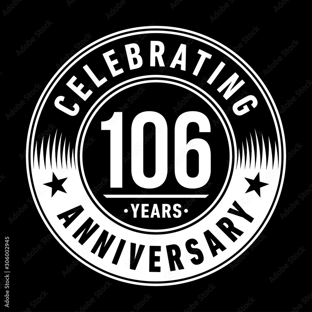 106 years anniversary celebration logo template. One hundred and six years vector and illustration.