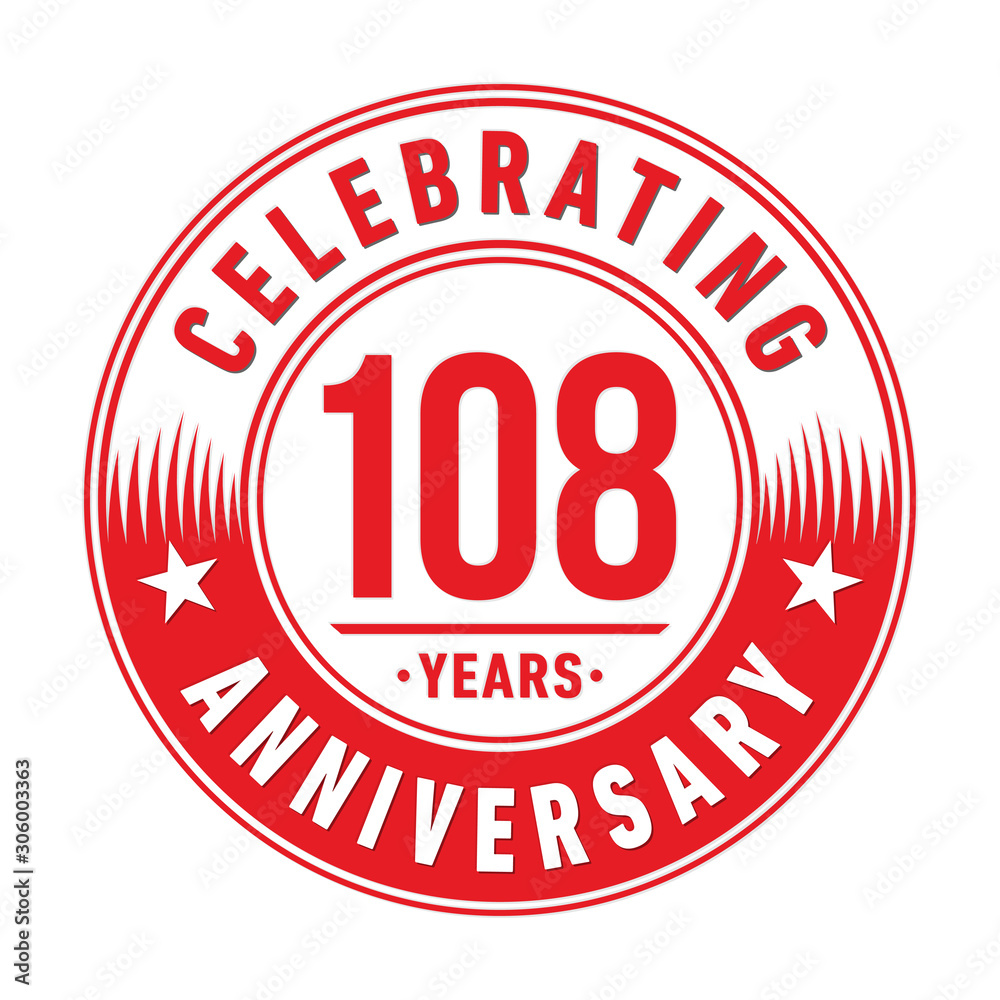 108 years anniversary celebration logo template. One hundred and eight years vector and illustration.