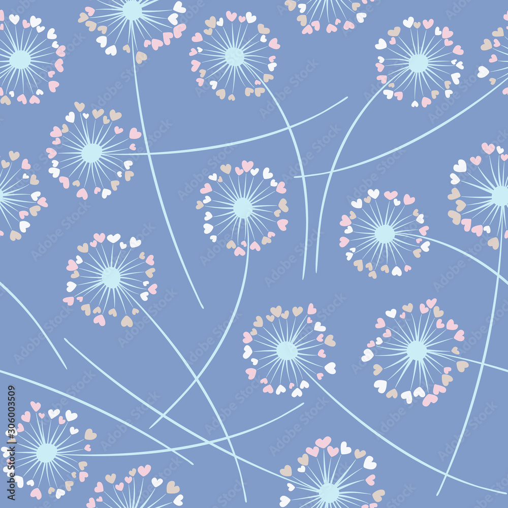 Dandelion blowing vector floral seamless pattern. Dandelion blowing vector floral seamless pattern.
