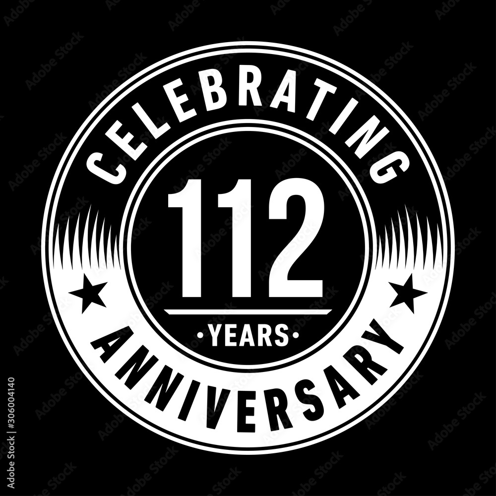 112 years anniversary celebration logo template. One hundred and twelve years vector and illustration.