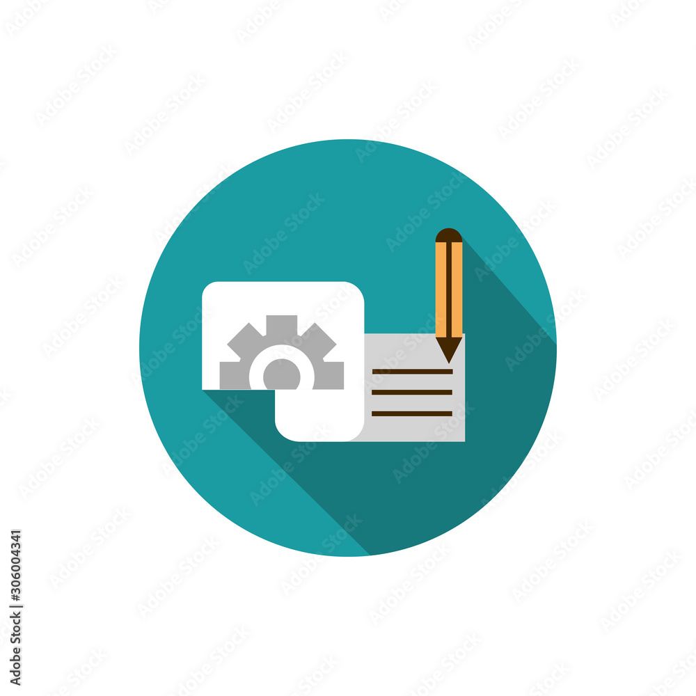 document setting pencil business strategy icon block shadow document setting pencil business strategy icon block shadow