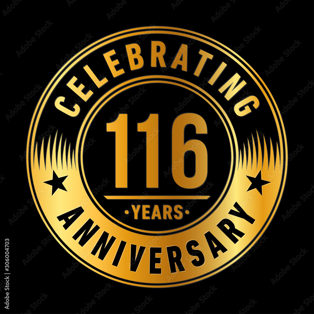 116 years anniversary celebration logo template. One hundred and sixteen years vector and illustration.