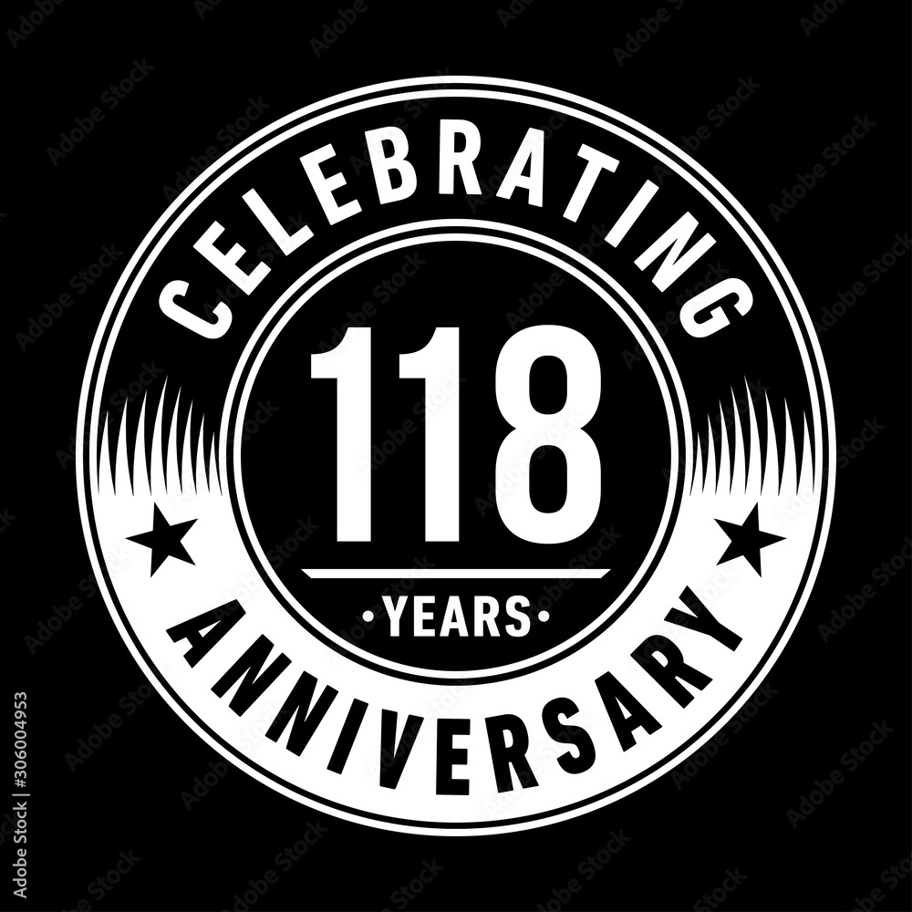 118 years anniversary celebration logo template. One hundred and eighteen years vector and illustration. 118 years anniversary celebration logo template. One hundred and eighteen years vector and illustration.