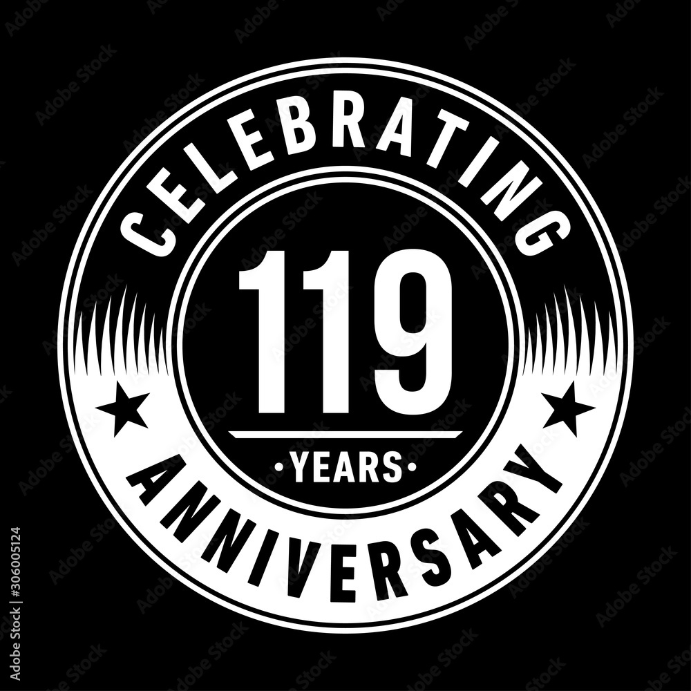 119 years anniversary celebration logo template. One hundred and nineteen years vector and illustration.