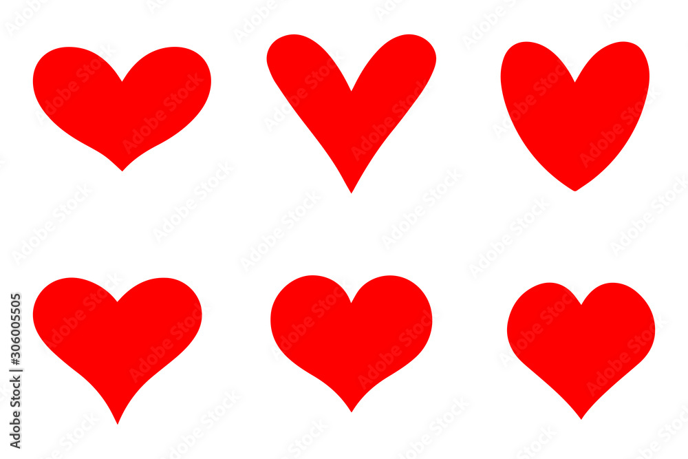 Heart set icons. Isolated vector illustration in cartoon style.