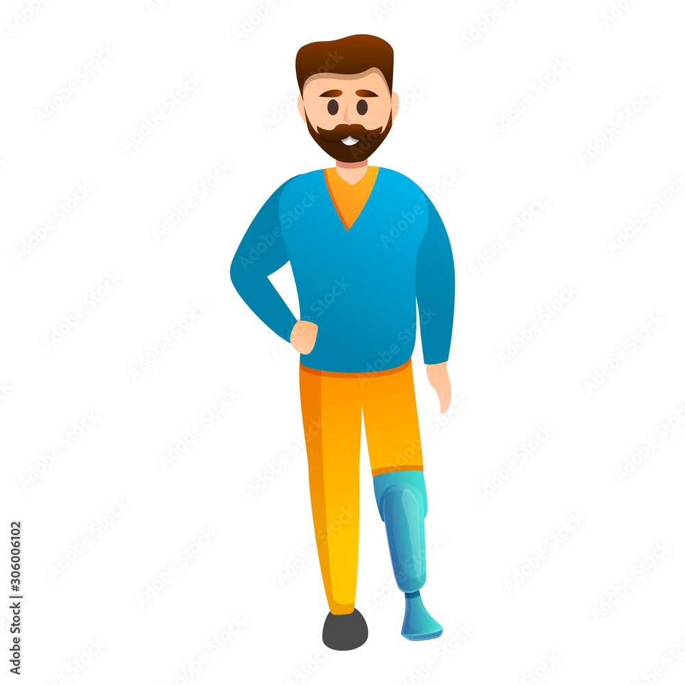 Man prosthesis leg icon. Cartoon of man prosthesis leg vector icon for web design isolated on white background