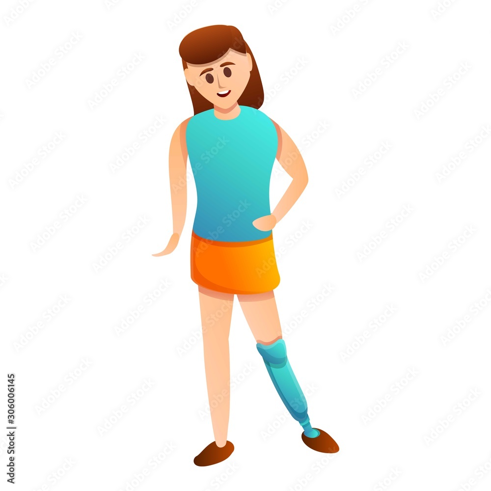 Girl artificial leg icon. Cartoon of girl artificial leg vector icon for web design isolated on white background
