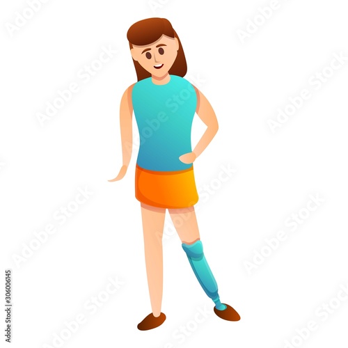 Girl artificial leg icon. Cartoon of girl artificial leg vector icon for web design isolated on white background