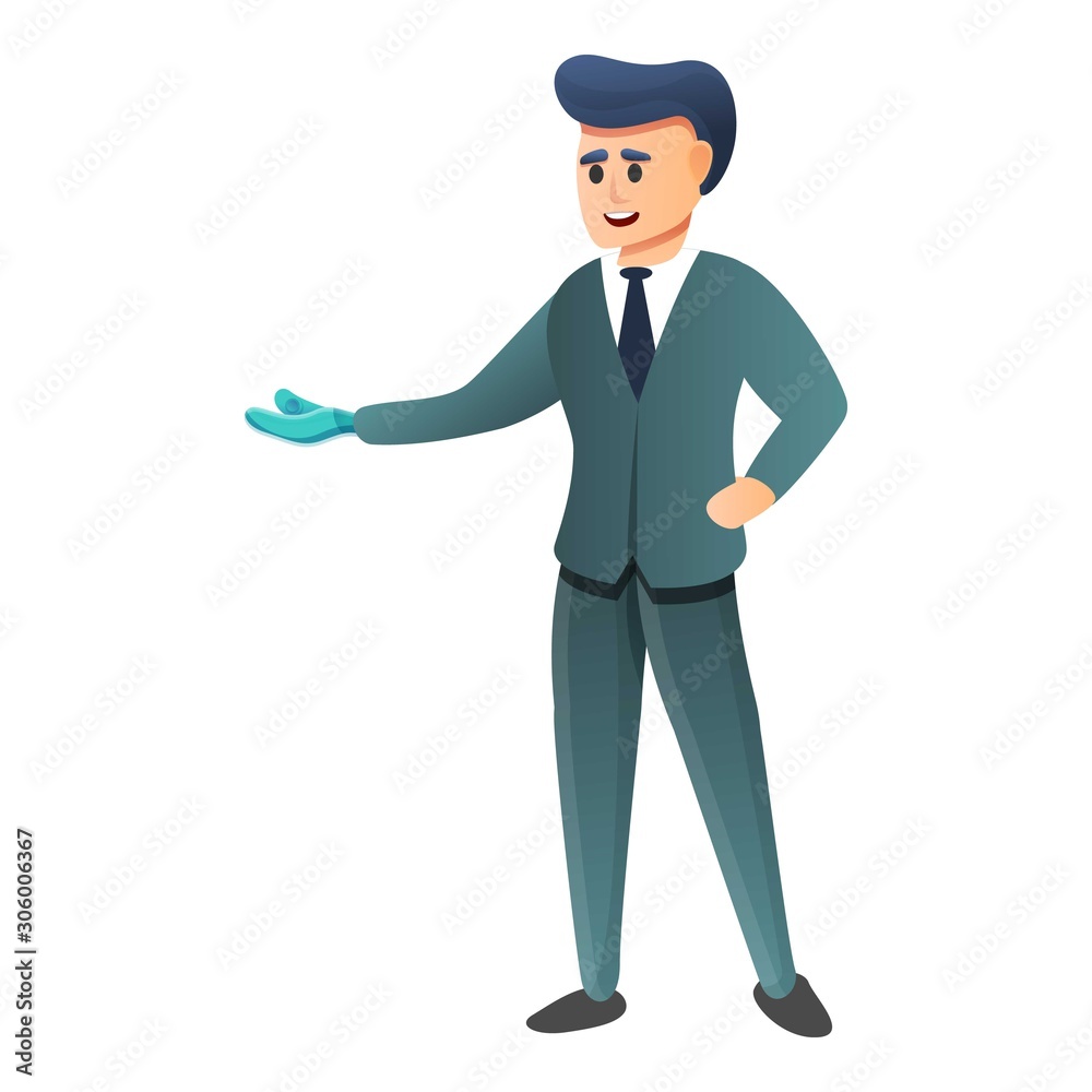 Businessman bionic hand icon. Cartoon of businessman bionic hand vector icon for web design isolated on white background Businessman bionic hand icon. Cartoon of businessman bionic hand vector icon for web design isolated on white background