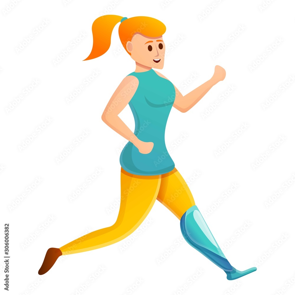 Sport woman prosthesis icon. Cartoon of sport woman prosthesis vector icon for web design isolated on white background Sport woman prosthesis icon. Cartoon of sport woman prosthesis vector icon for web design isolated on white background