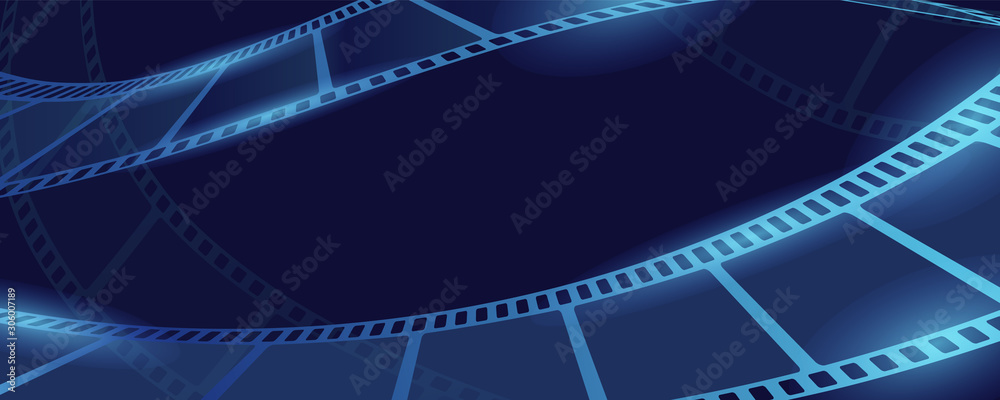 Movie film concept banner. Cartoon illustration of movie film vector concept banner for web design