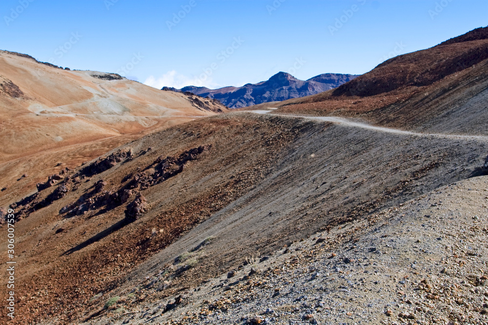 beginning of the track to the Teide volcano on the island of Tenerife, Spain, natural background, background