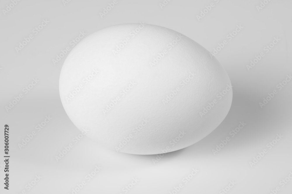 one white eggs on white background