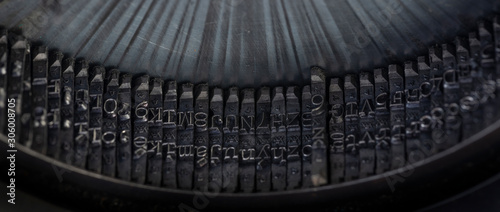 old retro typing machine in the detail -  vintage typewriter machine