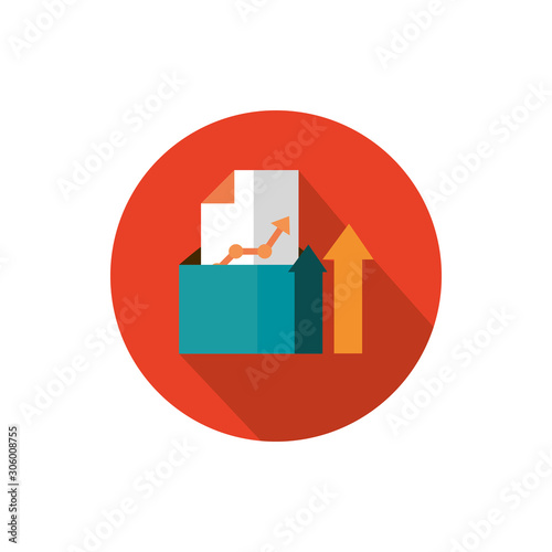 folder profit arrow economy business strategy icon block shadow