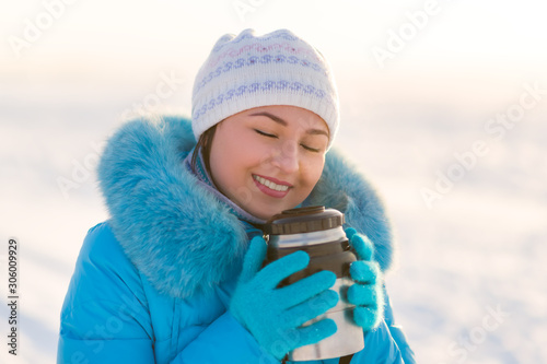 winter photo. girl with thermos © mikhail_b_azarov