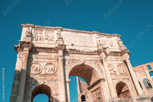 Arch of Constantine or Arco di Costantino or Triumphal arch in Rome, near Coliseum.