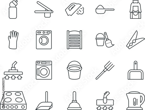 household vector icon set such as: pins, furnace, pitch, oven, packaging, cable, scoop, plumbing, finger, paper, thermal, farm, agriculture, protect, cook, gloves, burner, clamp, cleanup, plunger