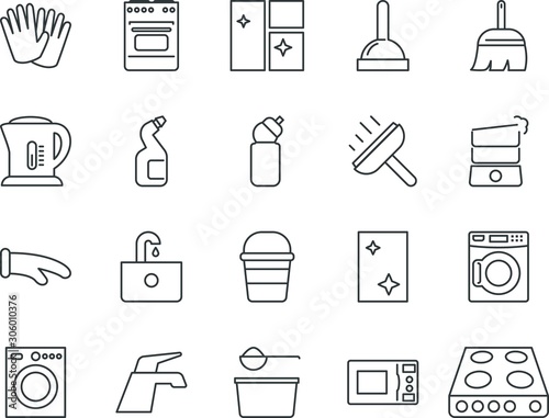 household vector icon set such as: morning, tidy, tone, appliances, mittens, packaging, drawing, putty, kettle, plastering, filled, job, warm, set, finger, coffee, scoop, washbasin, tub, microwave