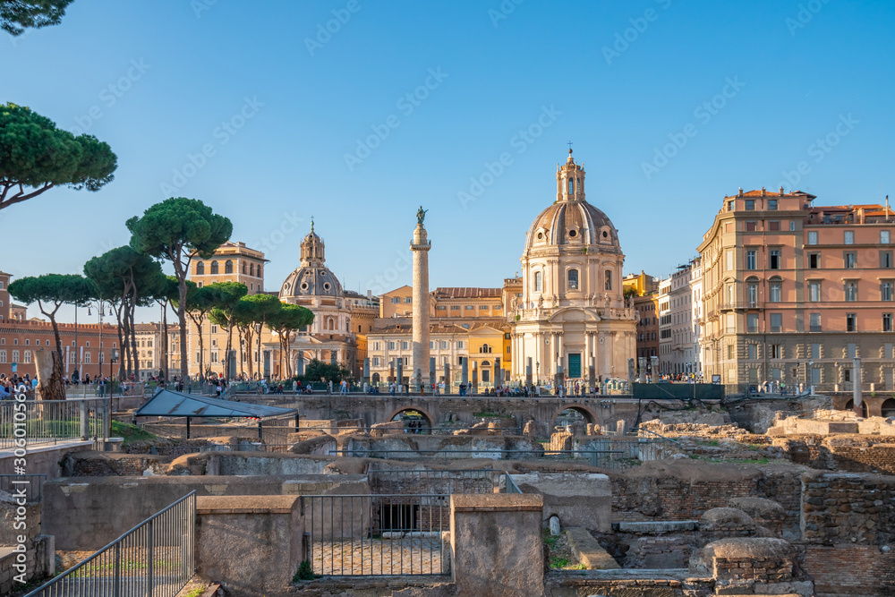 Trajan's Forum with Trajan's column and Basilica Ulpia. Rome.