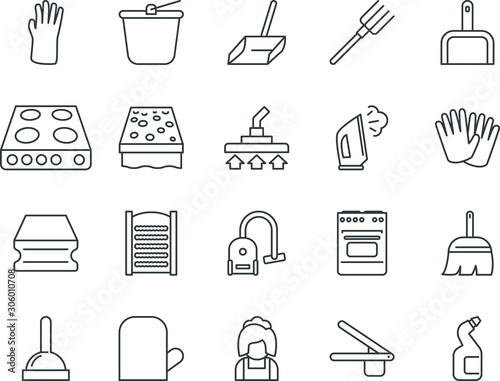 household vector icon set such as: tube, unclog, solid, farming, template, stock, pour, draw, agriculture, donate, blister, mop, nature, spice, connected, mittens, cover, doodle, female, smoothing