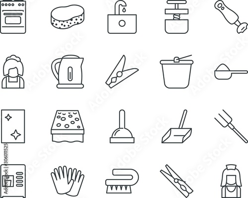 household vector icon set such as: sweep, packaging, tap, trash, waste, latte, press, wc, dig, art, faucet, old, aeropress, refrigerator, nature, paper, can, juicer, pack, antique, cappuccino