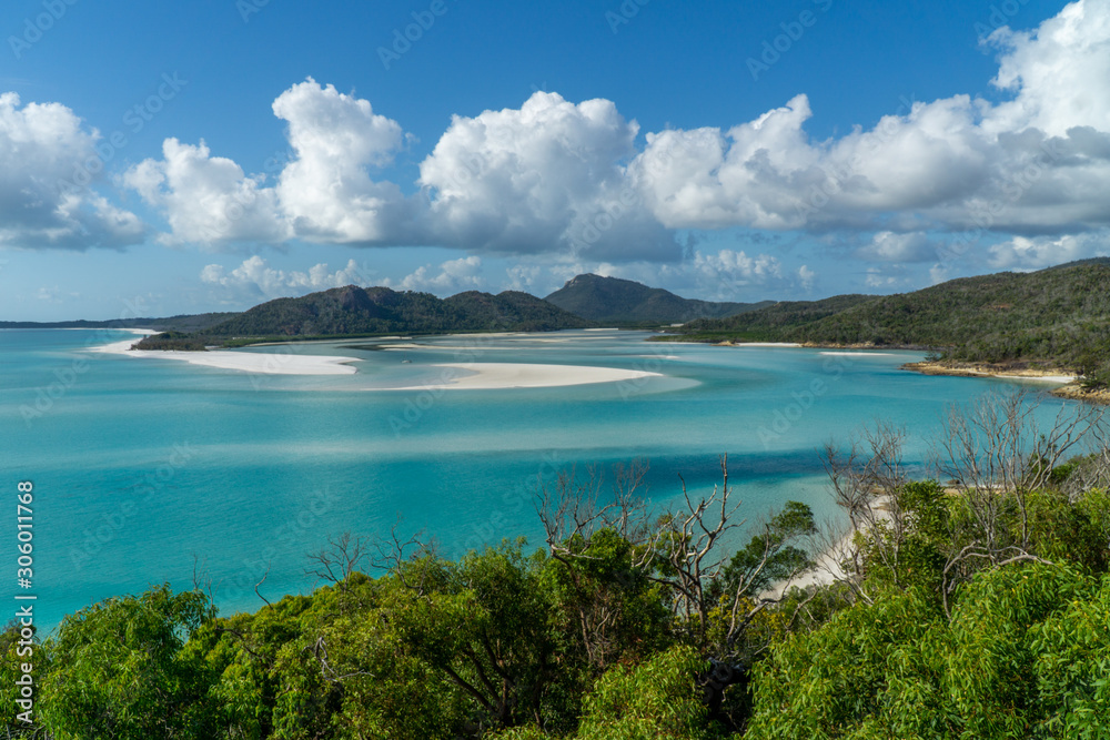 the white beach of the Whitsunday Islands in Australia, which consists of 99 percent quartz sand, and the azure blue sea the white beach of the Whitsunday Islands in Australia, which consists of 99 percent quartz sand, and the azure blue sea