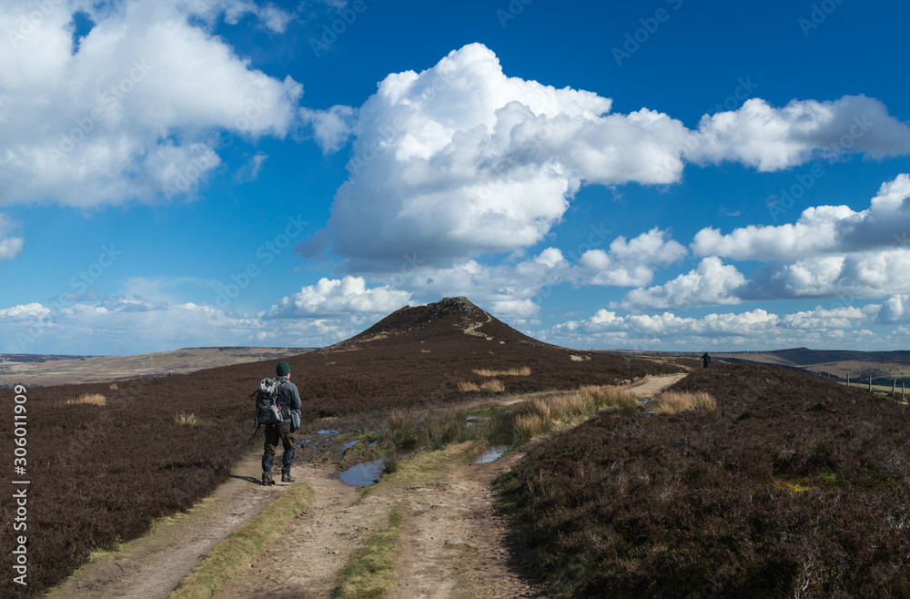 Looking towards the Peak of Win Hill along the walkers trail in the Peak District, Derbyshire