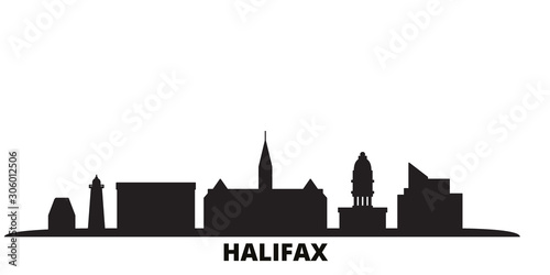 Canada, Halifax city skyline isolated vector illustration. Canada, Halifax travel cityscape with landmarks