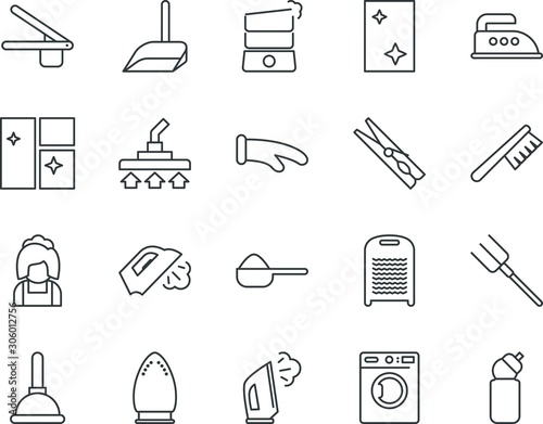 household vector icon set such as: pitch, creative, template, agriculture, bath, multiple, pitchfork, old, farm, gardening, glove, bag, woman, meal, eating, cup, garbage, women, clothesline, pressure