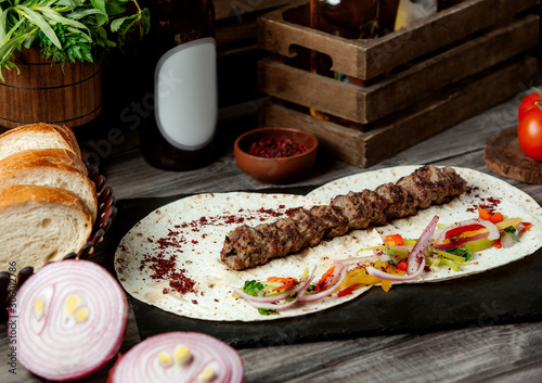 fresh lule kebab with lavash photo