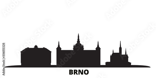 Czech Republic, Brno city skyline isolated vector illustration. Czech Republic, Brno travel cityscape with landmarks