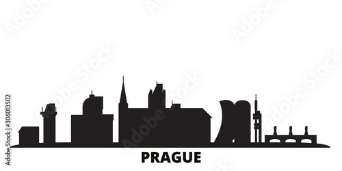 Czech Republic, Prague city skyline isolated vector illustration. Czech Republic, Prague travel cityscape with landmarks