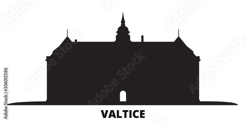 Czech Republic, Valtice city skyline isolated vector illustration. Czech Republic, Valtice travel cityscape with landmarks