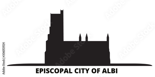 France, Albi city skyline isolated vector illustration. France, Albi travel cityscape with landmarks