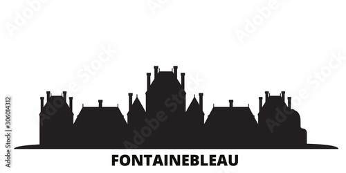 France, Fontainebleau Landmark city skyline isolated vector illustration. France, Fontainebleau Landmark travel cityscape with landmarks