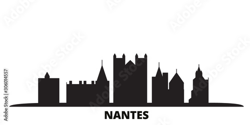 France, Nantes city skyline isolated vector illustration. France, Nantes travel cityscape with landmarks
