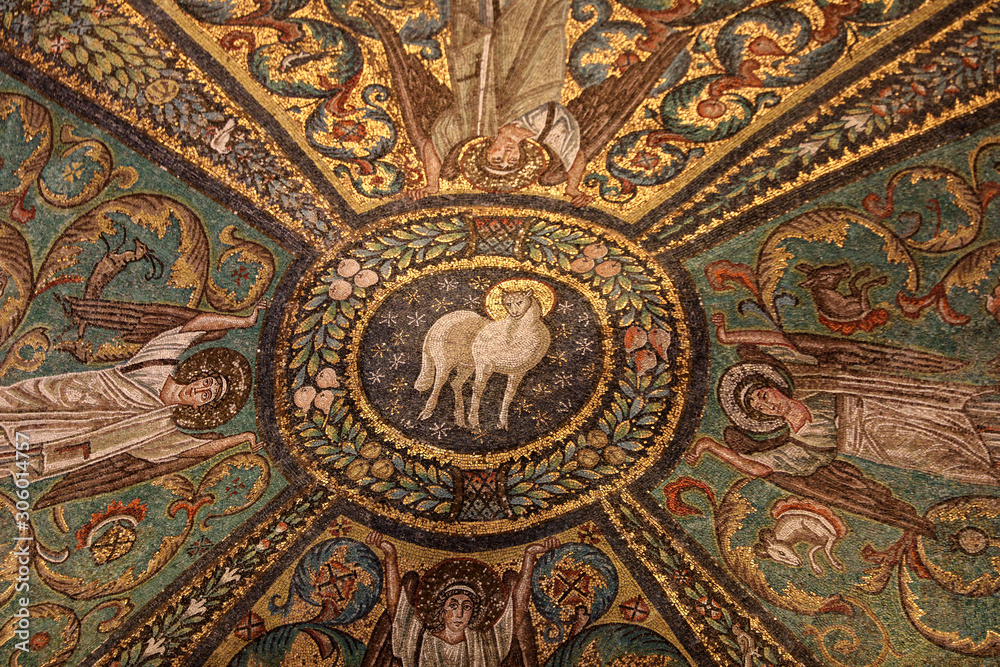  Interior of Basilica of San Vitale, which has important examples of early Christian Byzantine art and architecture. San Vitale Ravenna