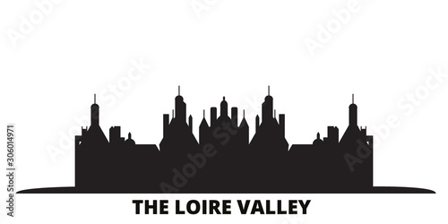 France, The Loire Valley city skyline isolated vector illustration. France, The Loire Valley travel cityscape with landmarks