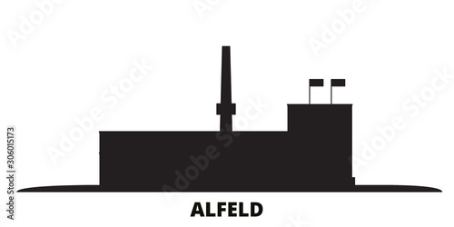Germany, Alfeld city skyline isolated vector illustration. Germany, Alfeld travel cityscape with landmarks