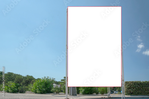 big vertically blank white billboard for advertising outdoor mock-up
