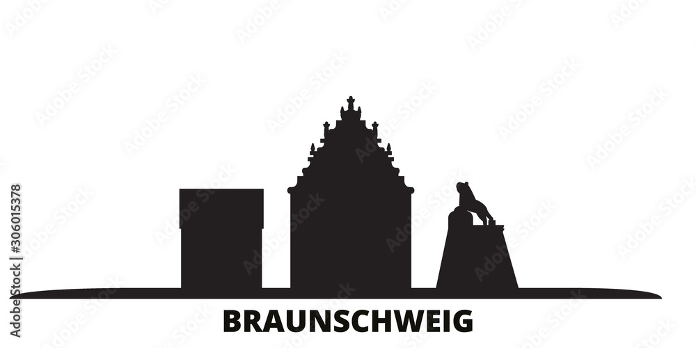 Fototapeta Germany, Braunschweig city skyline isolated vector illustration. Germany, Braunschweig travel cityscape with landmarks