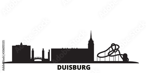 Germany, Duisburg city skyline isolated vector illustration. Germany, Duisburg travel cityscape with landmarks