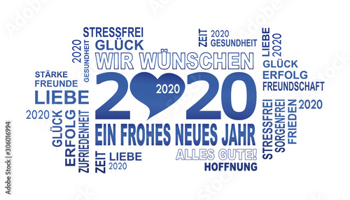 2020 - gute wünsche mit herz - grußkarte