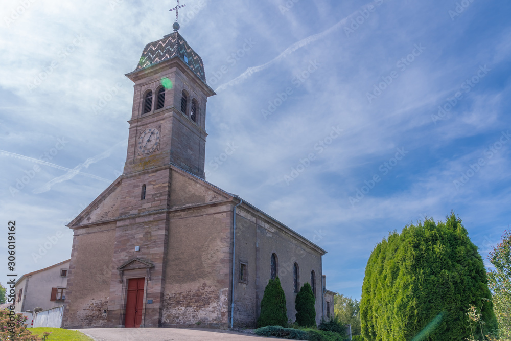 Écromagny, France - 10 11 2019: The church of the village