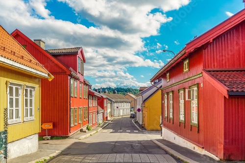 Oslo Colorful wooden houses in Kampen neighborhood, Norway.