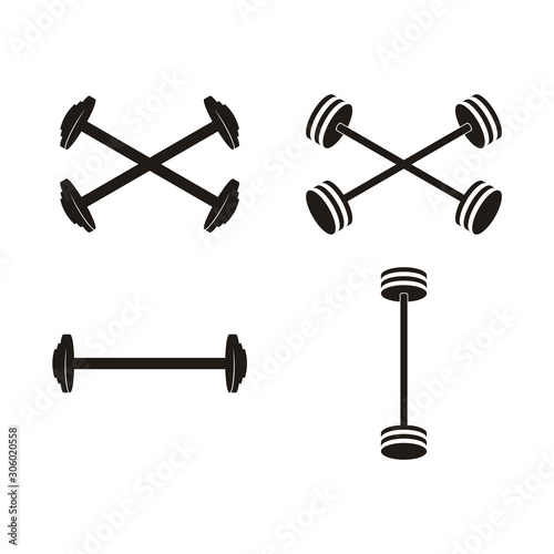 barbell cross icon element vector for sport design logo, cross fit, gym. With flat, monochrome, black and white styles. -Vector