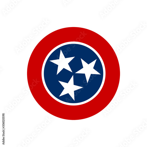 Three Star Icon Tennessee Symbol Nation Circle in Red and Blue Vector photo